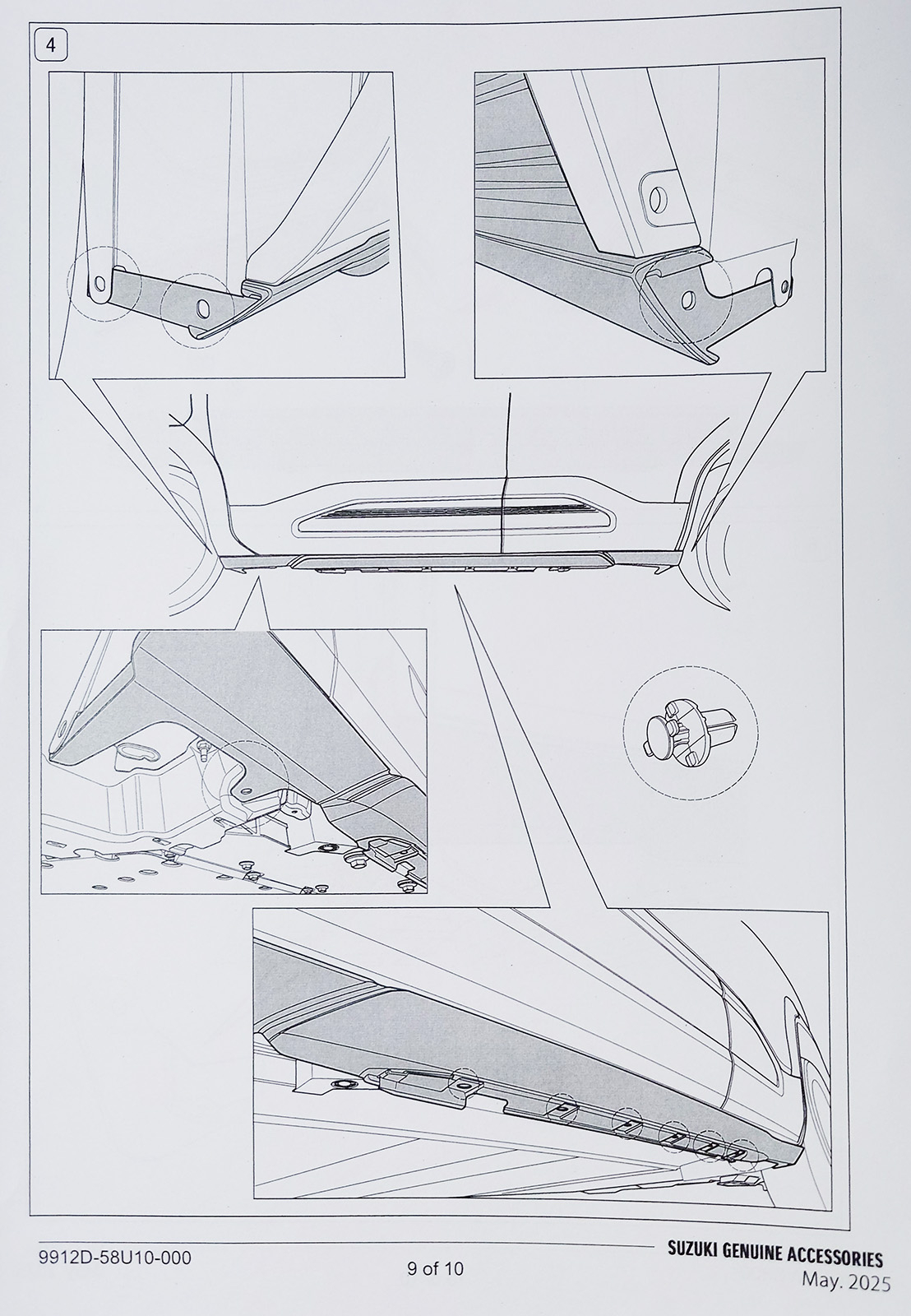 Seitenschwellerverkleidung mit silberfarbenem Zierelement für den SUZUKI eVITARA - Auszug aus Montageanleitung